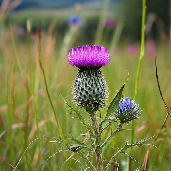 Thistle in grass